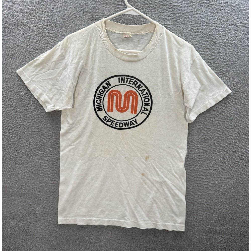 Vintage Supreme Shirt Adult Medium White Michigan International Speedway 80s 90s